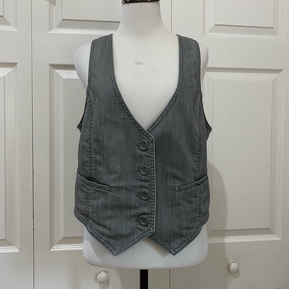 H&M Jackets & Coats Hm Vintage Wash Grey Denim Vest Poshmark
